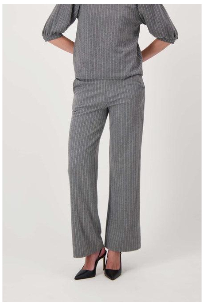KRIJTSTREEP BROEK MET BANDPLOOI DETAIL 0303 088 ANTRACIET GRIJS